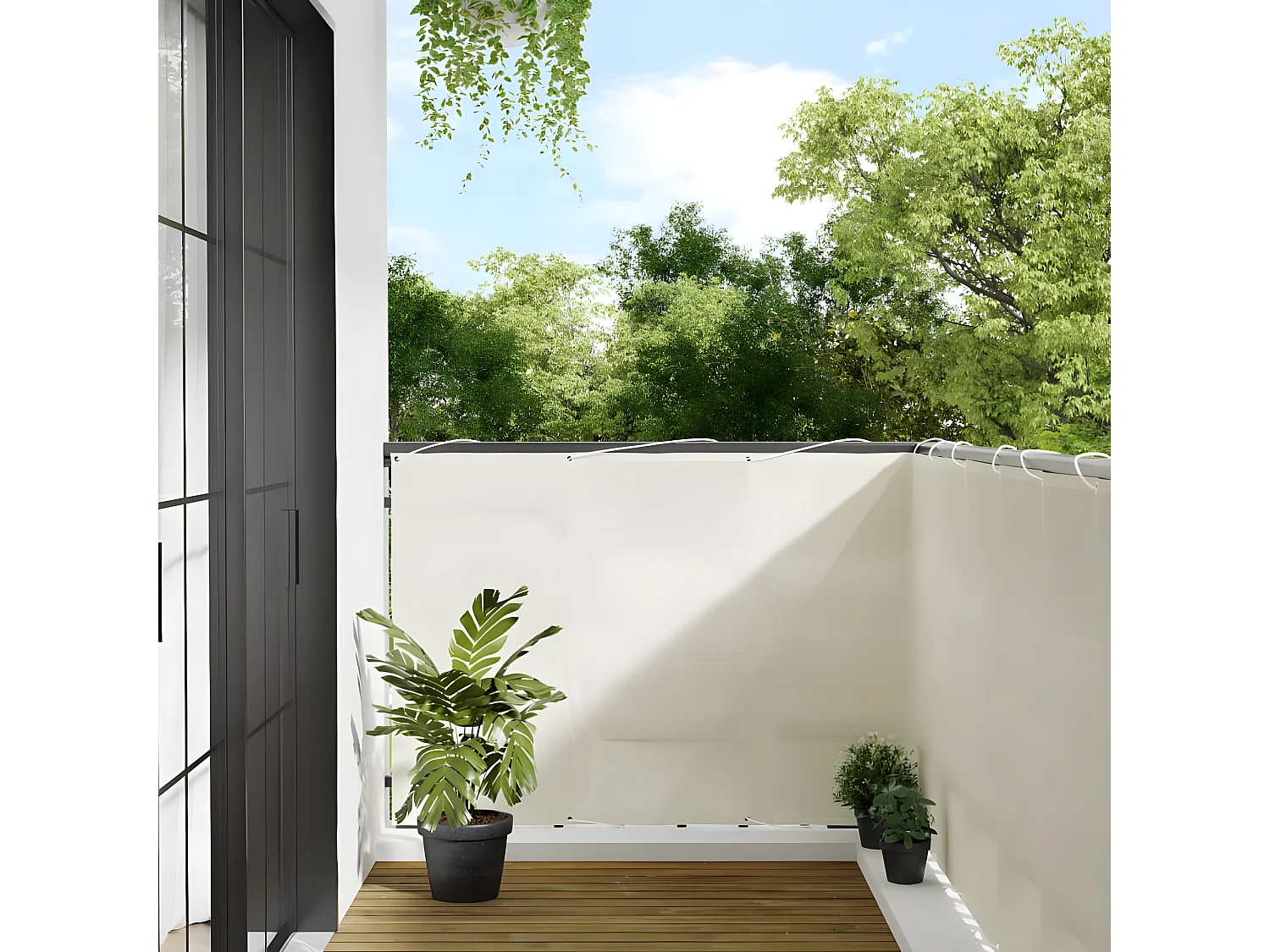 Écran de balcon crème 120x800 cm 100% polyester oxford
