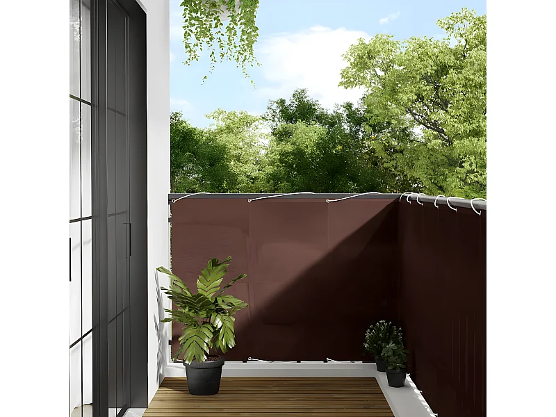 Écran de balcon marron 120x700 cm 100% polyester oxford