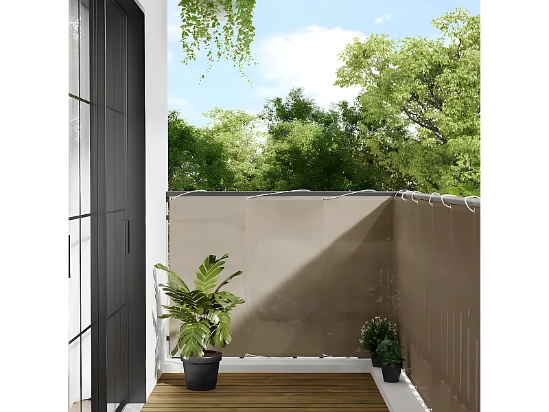 Écran de balcon taupe 120x700 cm 100% polyester oxford
