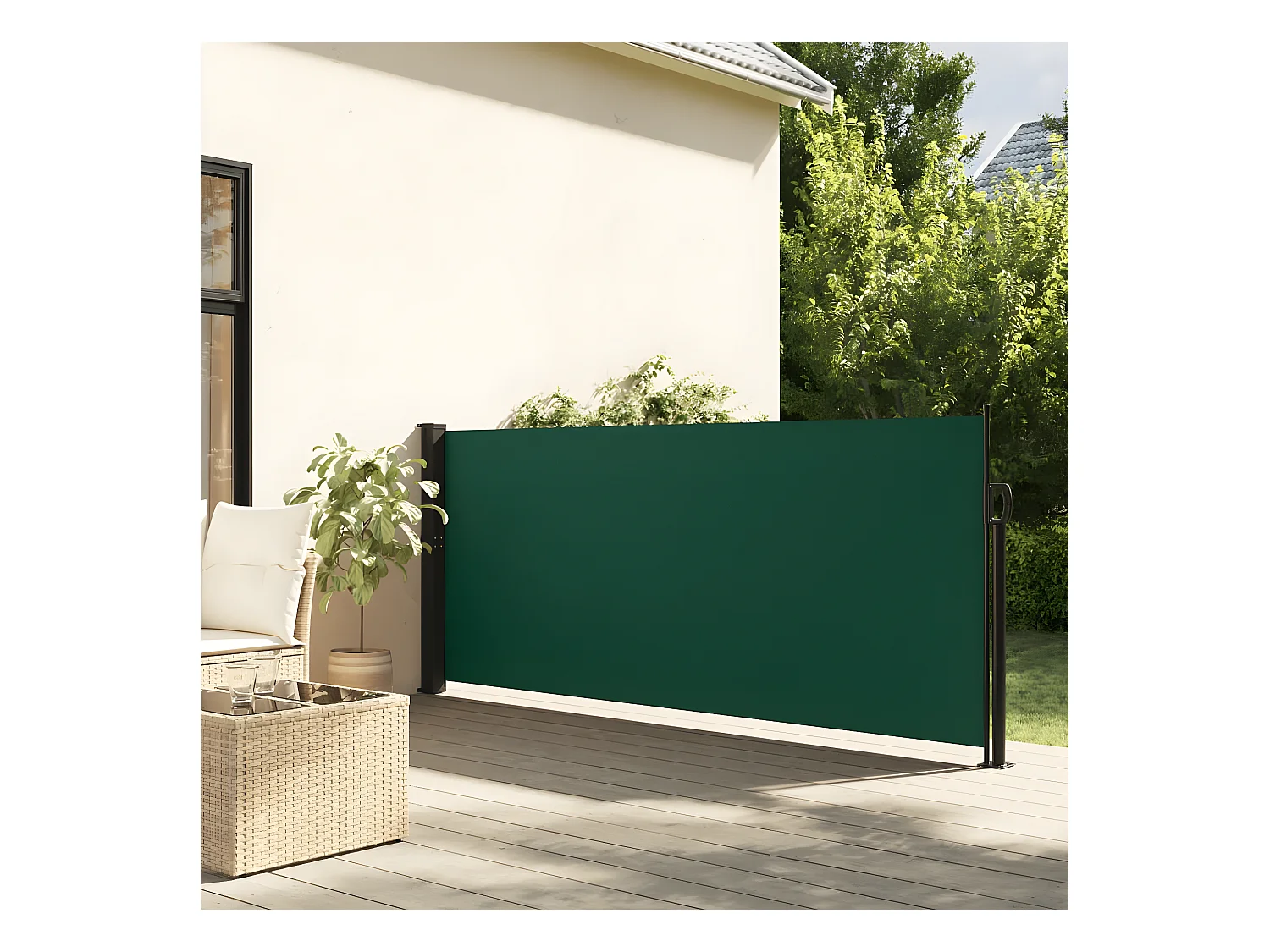 Auvent latéral rétractable vert foncé 120x300 cm