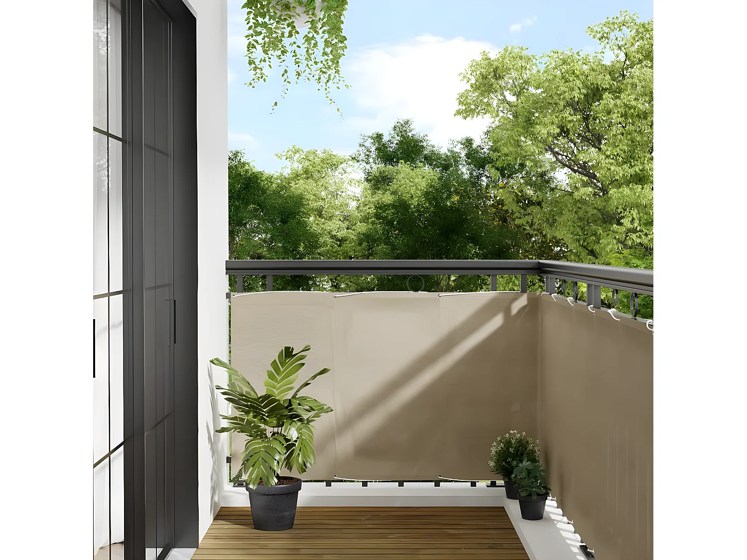 Écran de balcon beige 90x1000 cm 100% polyester oxford