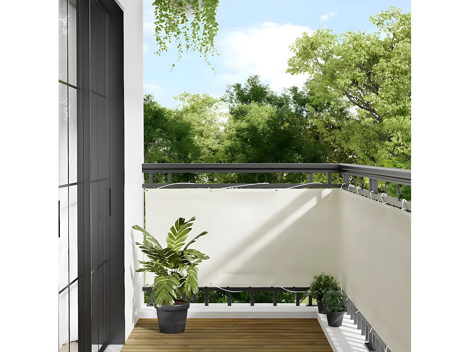 Écran de balcon crème 75x1000 cm 100% polyester oxford