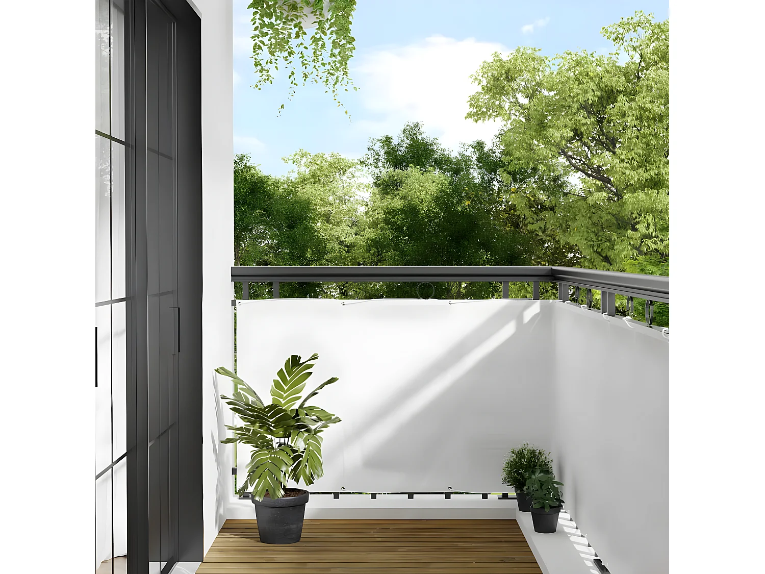 Écran de balcon blanc 90x700 cm 100% polyester oxford