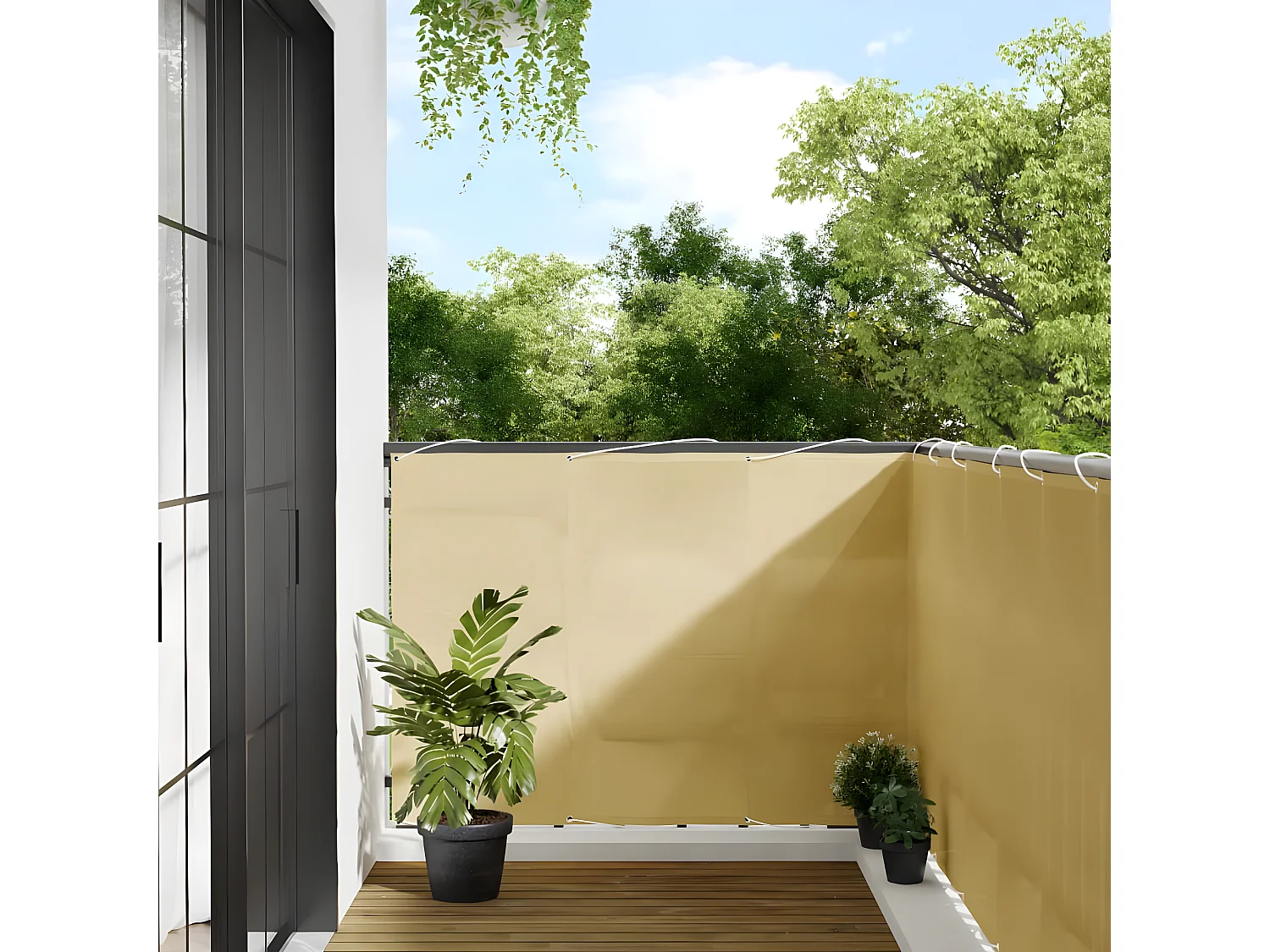 Écran de balcon sable 120x600 cm 100% polyester oxford