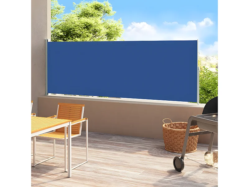 Auvent latéral rétractable de patio 180x500 cm Bleu