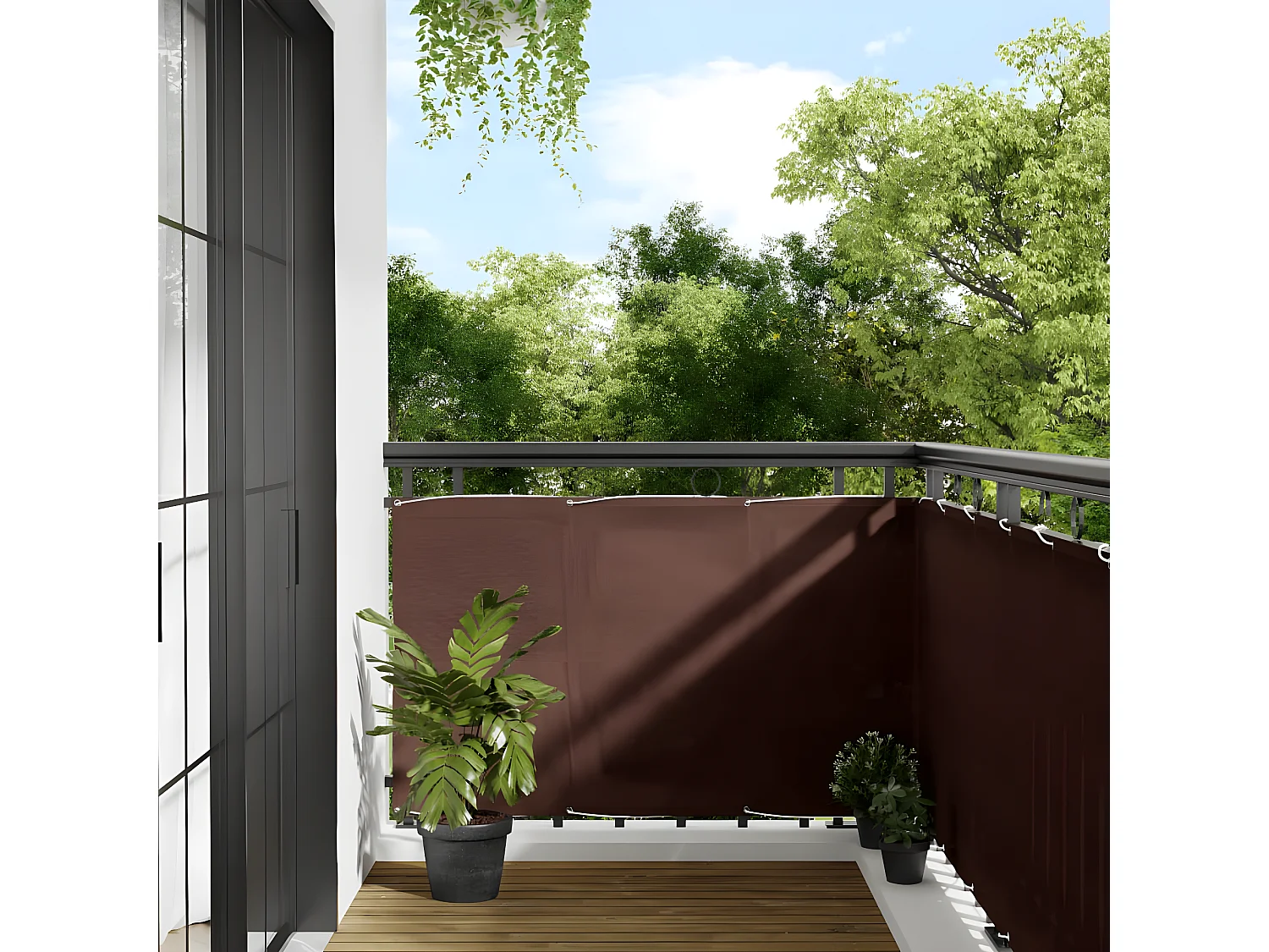 Écran de balcon marron 90x700 cm 100% polyester oxford