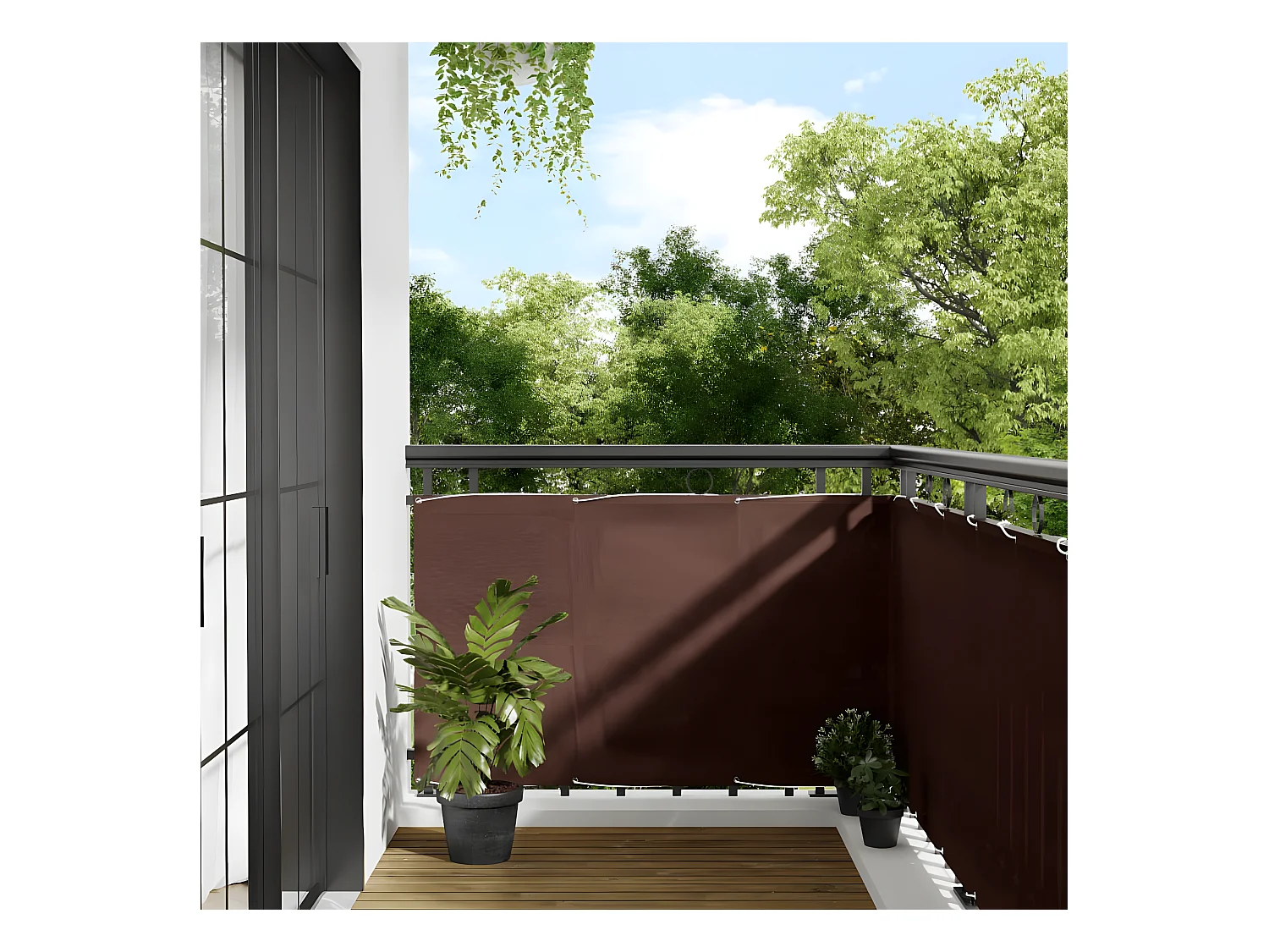Écran de balcon marron 90x700 cm 100% polyester oxford