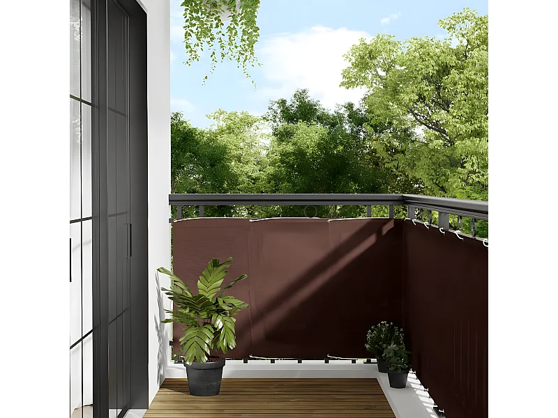 Écran de balcon marron 90x700 cm 100% polyester oxford