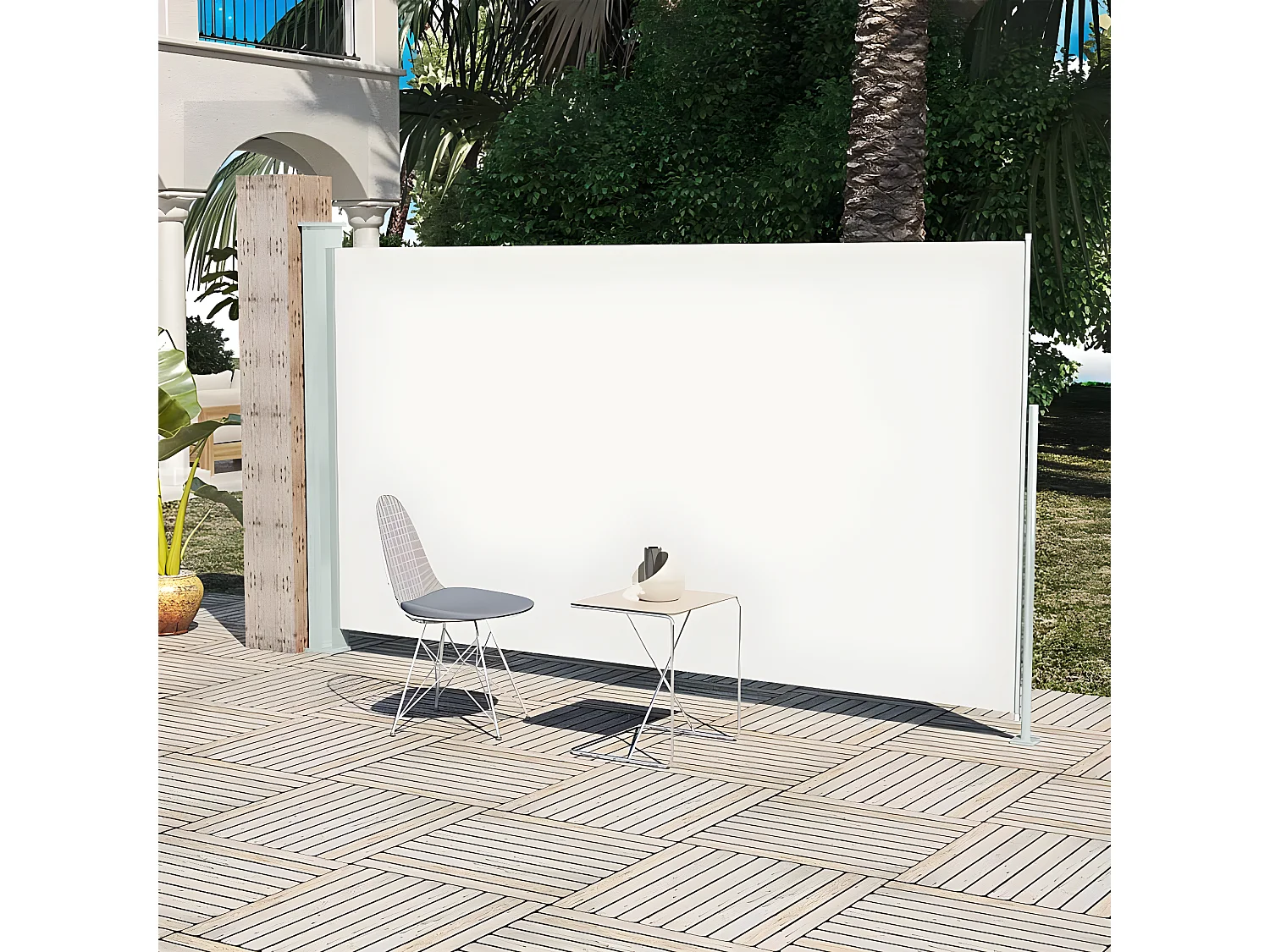 Auvent latéral de patio 160x300 cm Couleur crème