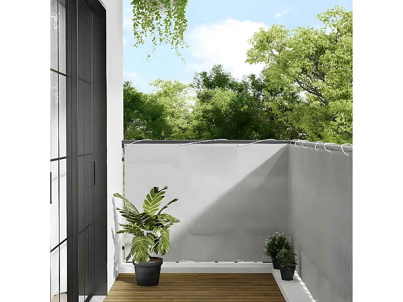 Écran de balcon gris clair 120x1000 cm 100% polyester oxford