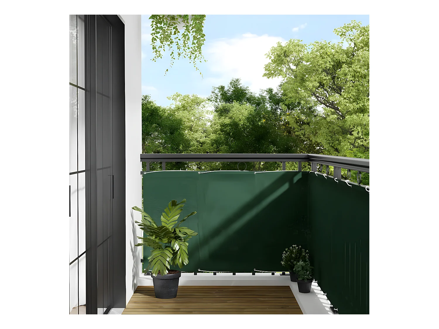 Écran de balcon vert foncé 90x700 cm 100% polyester oxford
