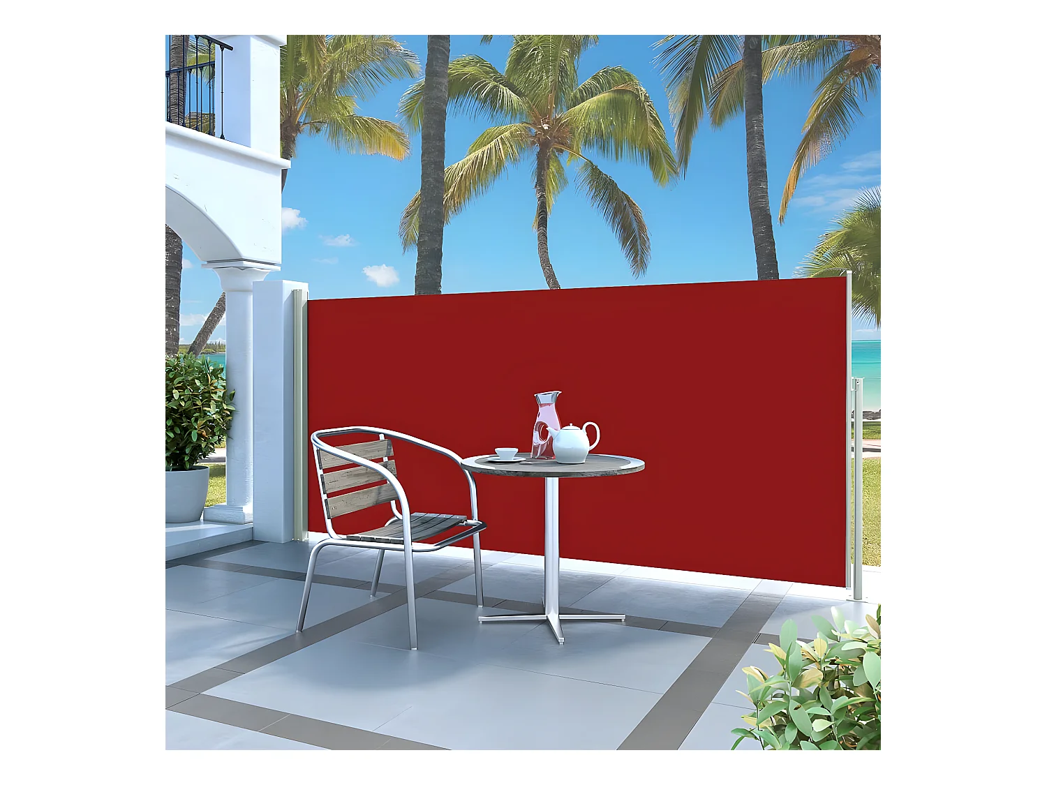 Auvent latéral rétractable de patio 140x300 cm Rouge