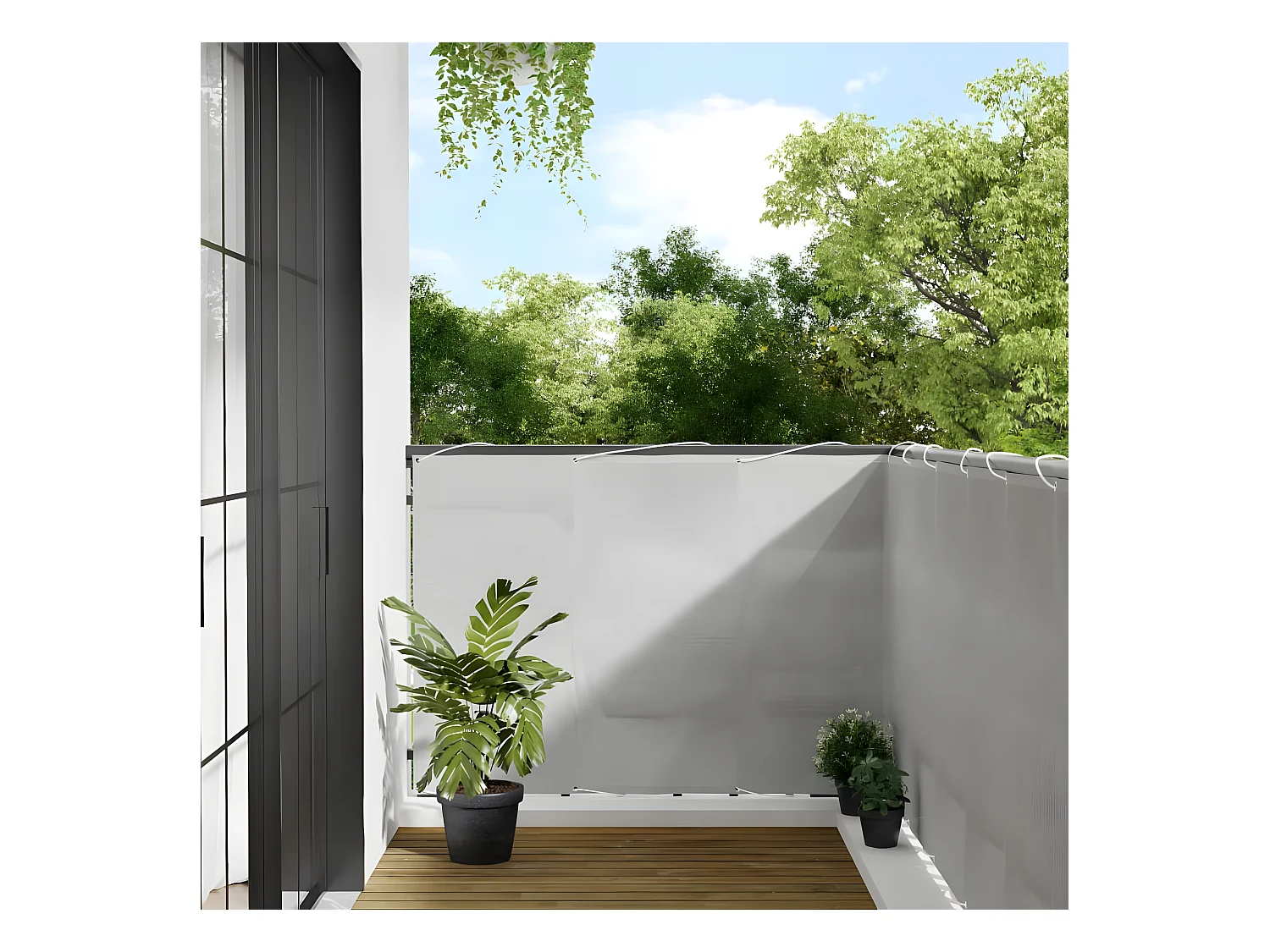 Écran de balcon gris clair 120x600 cm 100% polyester oxford