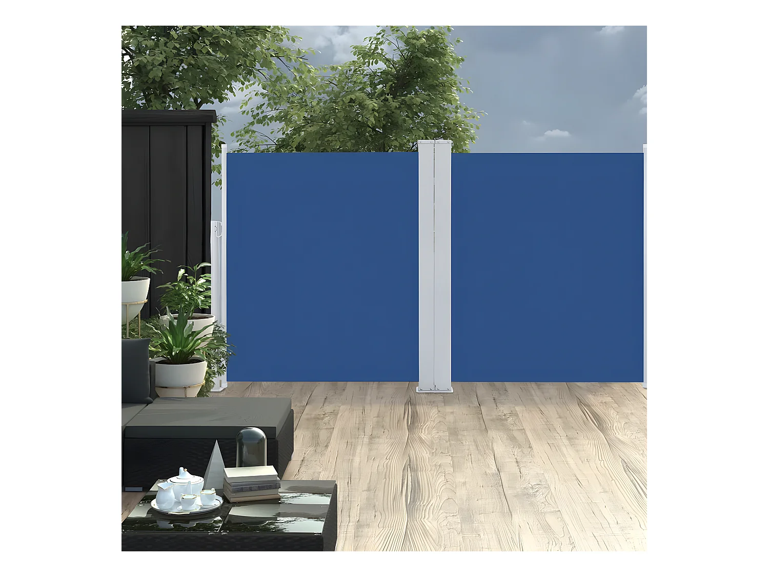 Auvent latéral rétractable Bleu 140 x 600 cm