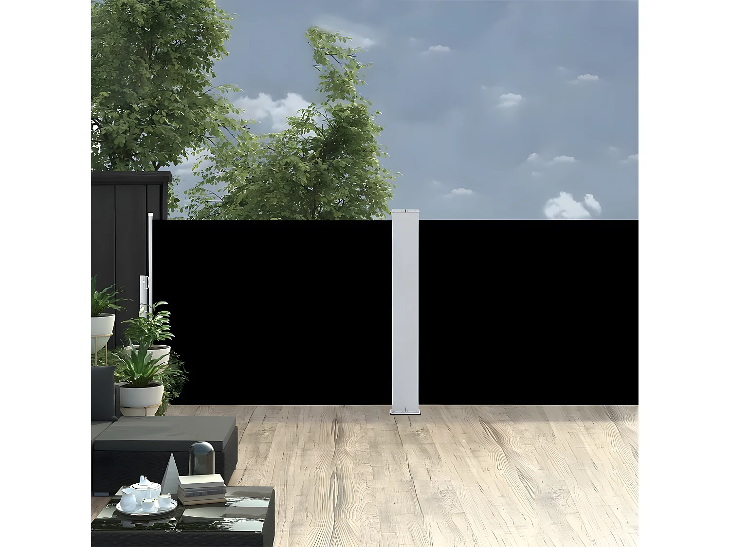 Auvent latéral rétractable Noir 100 x 1000 cm