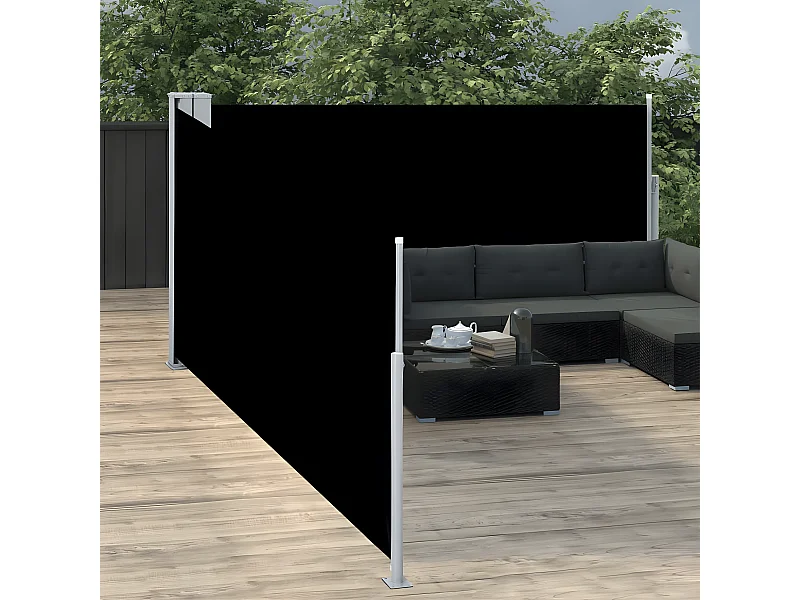 Windscherm uittrekbaar 100x1000 cm zwart