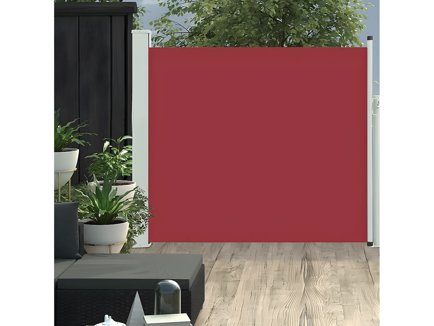 Auvent latéral rétractable de patio 100x300 cm Rouge