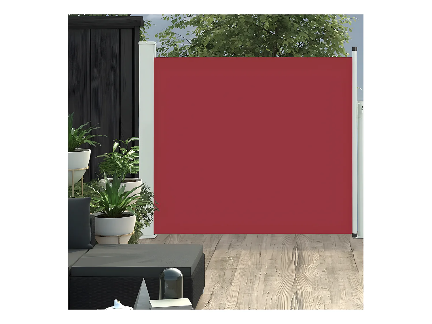 Auvent latéral rétractable de patio 100x300 cm Rouge