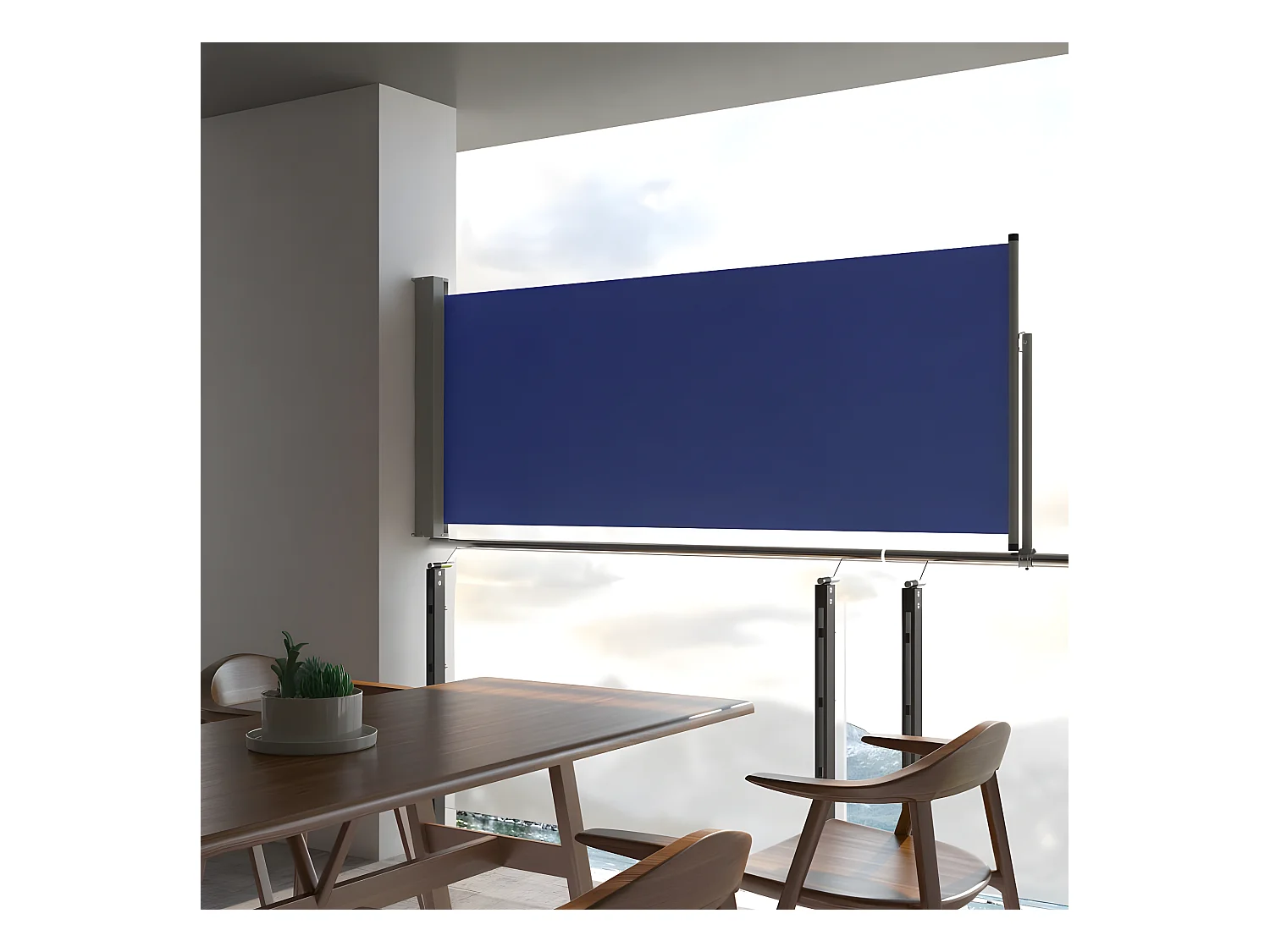 Auvent latéral rétractable de patio 100x300 cm Bleu