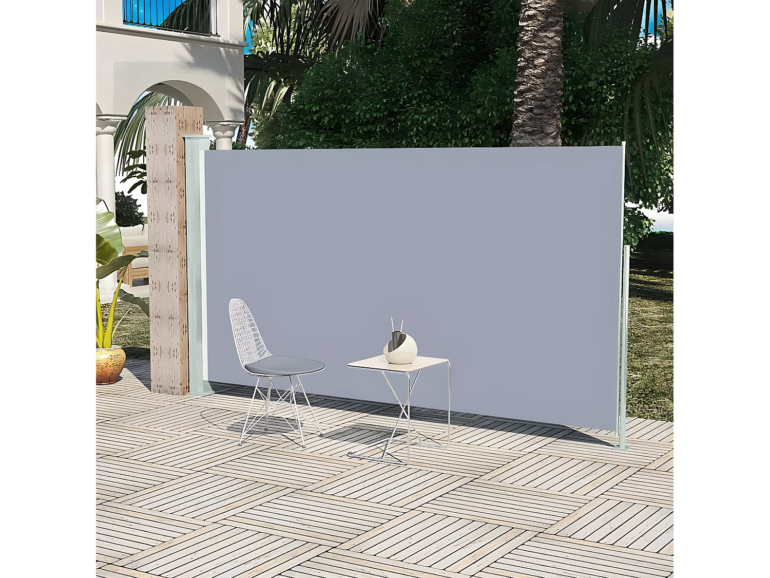 Auvent latéral rétractable de patio 160x300 cm Gris