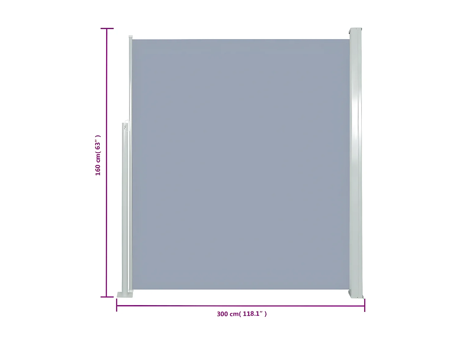 Auvent latéral rétractable de patio 160x300 cm Gris