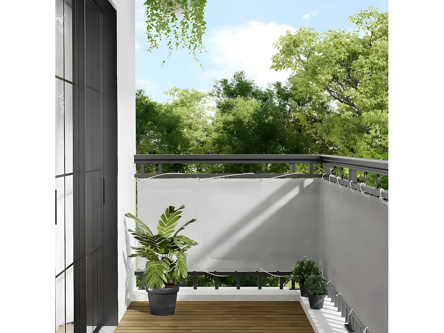 Écran de balcon gris clair 75x600 cm 100% polyester oxford