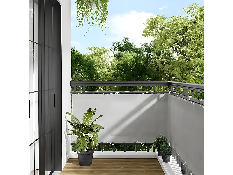 Pantalla de balcón 100% poliéster Oxford gris claro 75x600 cm