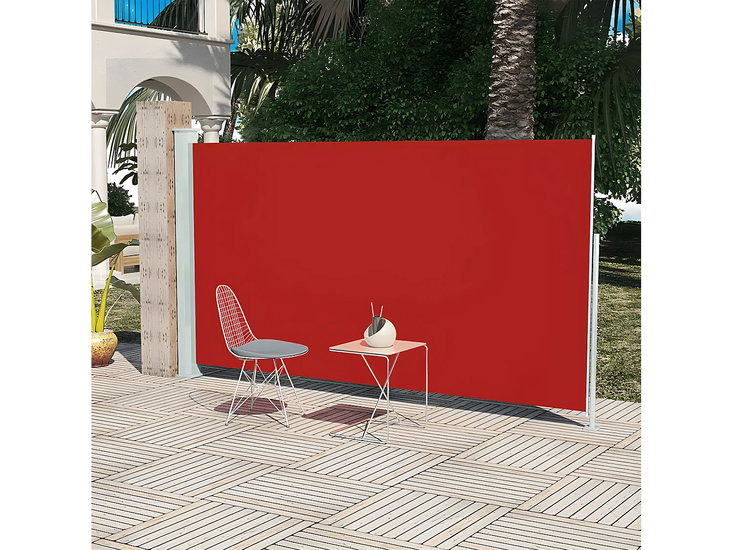 Auvent latéral rétractable de patio 160x300 cm Rouge