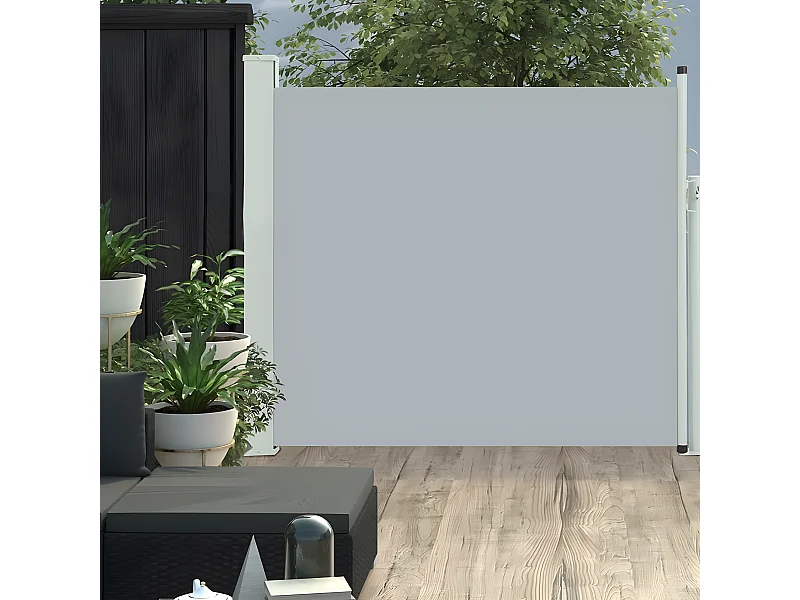 Toldo lateral retráctil de jardín gris 100x300 cm