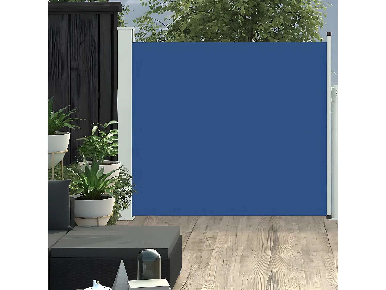 Auvent latéral rétractable de patio 100x300 cm Bleu