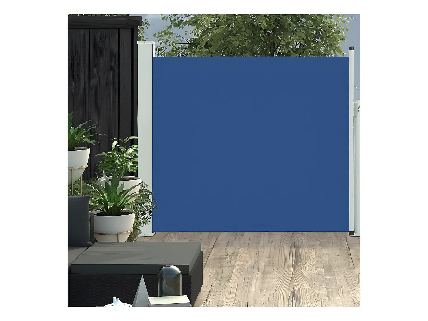 Auvent latéral rétractable de patio 100x300 cm Bleu