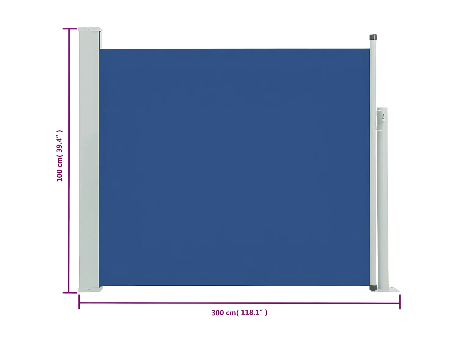 Auvent latéral rétractable de patio 100x300 cm Bleu