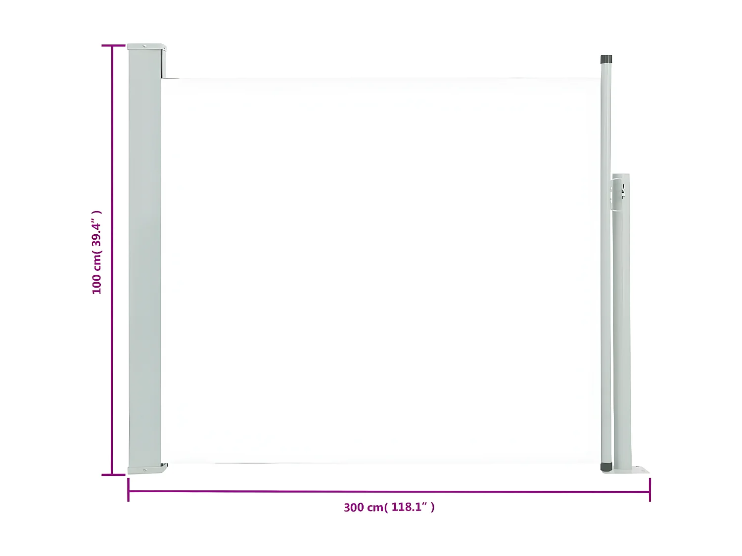 Auvent latéral rétractable de patio 100x300 cm Crème