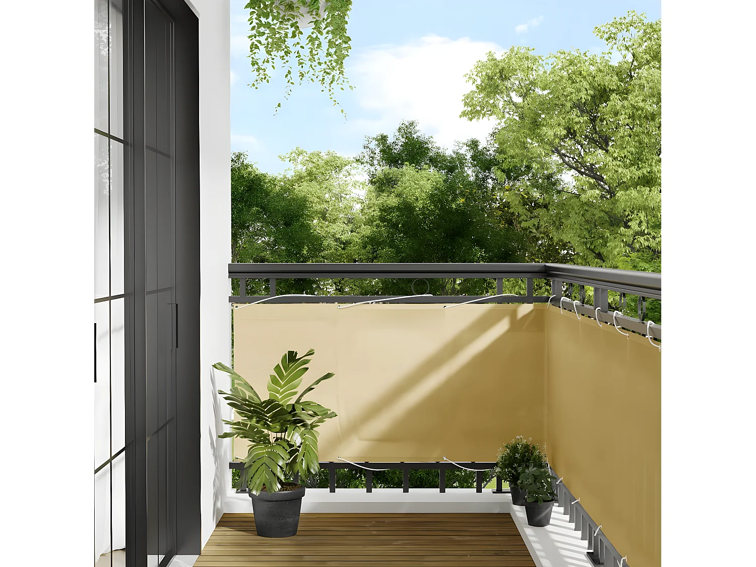 Écran de balcon sable 75x300 cm 100% polyester oxford