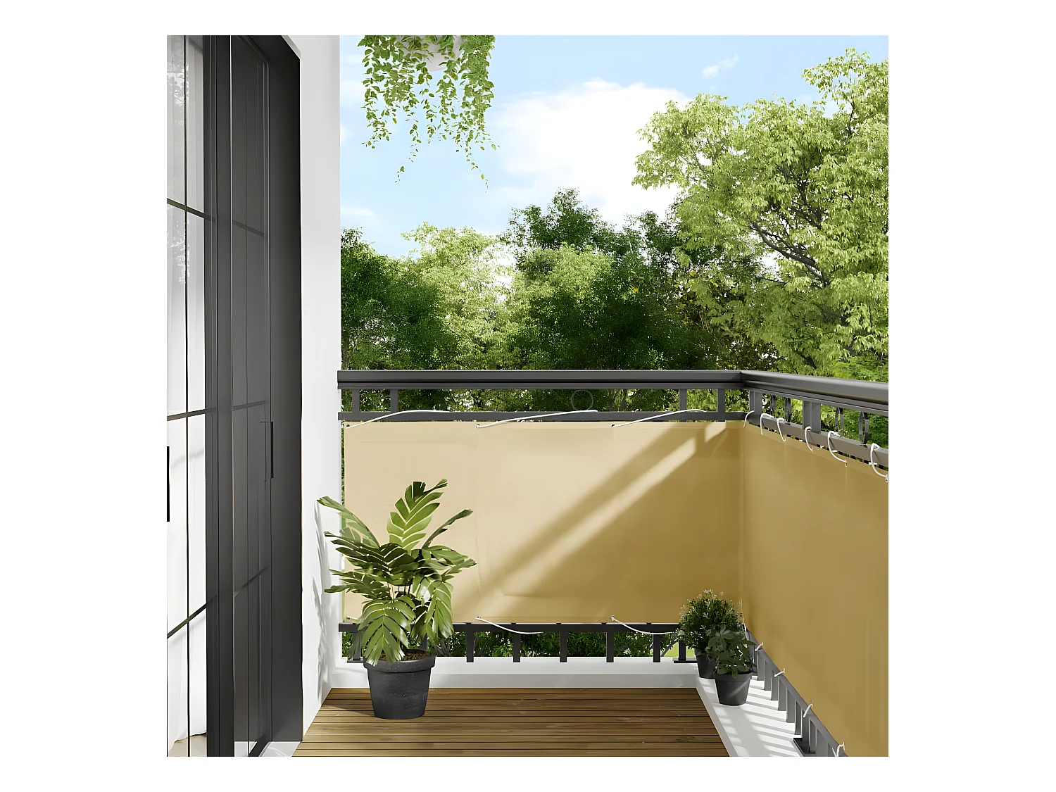 Écran de balcon sable 75x300 cm 100% polyester oxford
