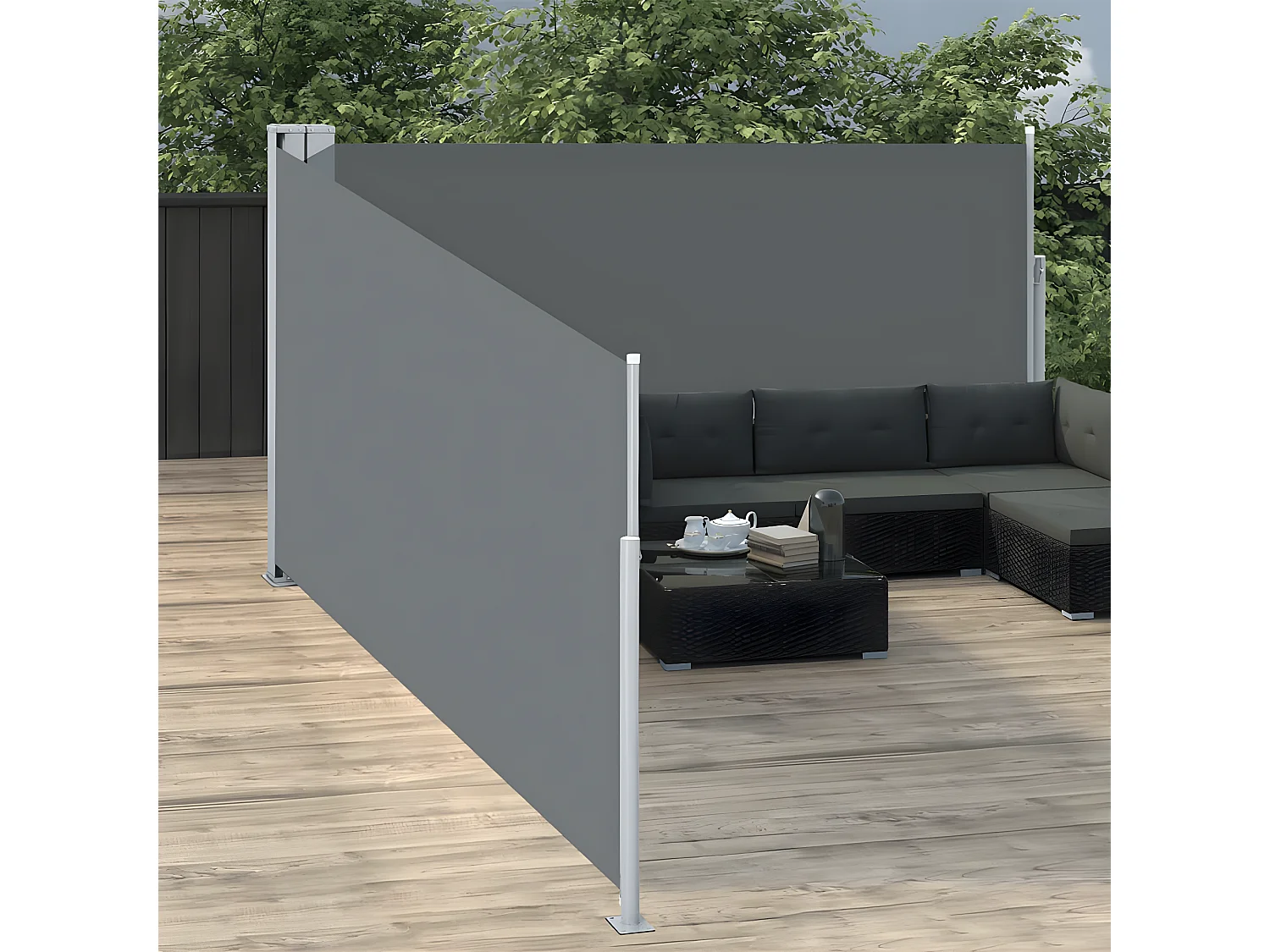 Auvent latéral rétractable Anthracite 140 x 1000 cm