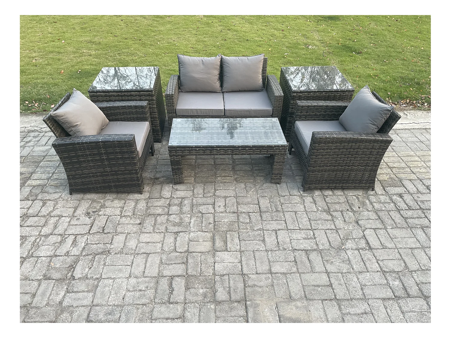 4 Places Ensemble de meubles de jardin en rotin Ensemble de canapés de jardin ave Table basse