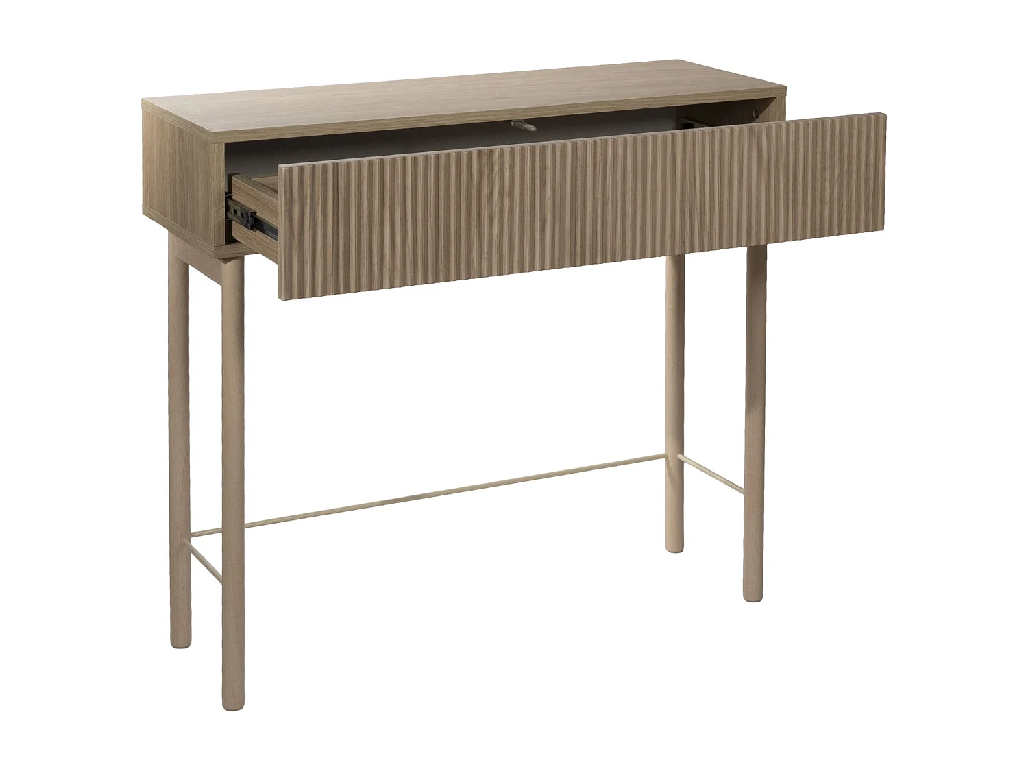 Table console avec tiroir - debout - 90 cm - couleur de bois chêne huilé - NOLIE