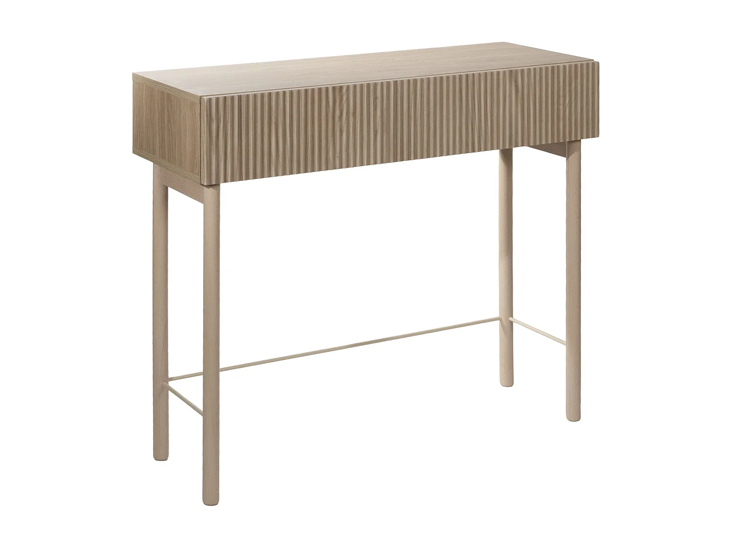 Table console avec tiroir - debout - 90 cm - couleur de bois chêne huilé - NOLIE