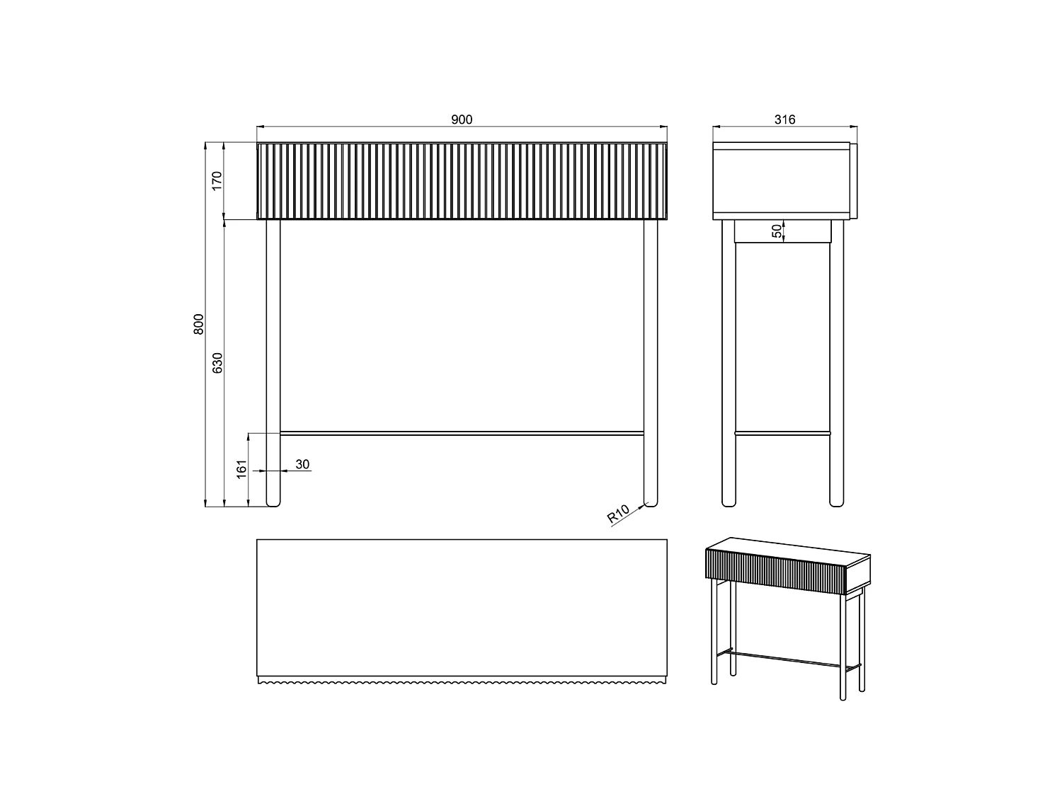 Selsey Nolie - Schminktisch mit Schublade, Eichenholzoptik, 90 cm