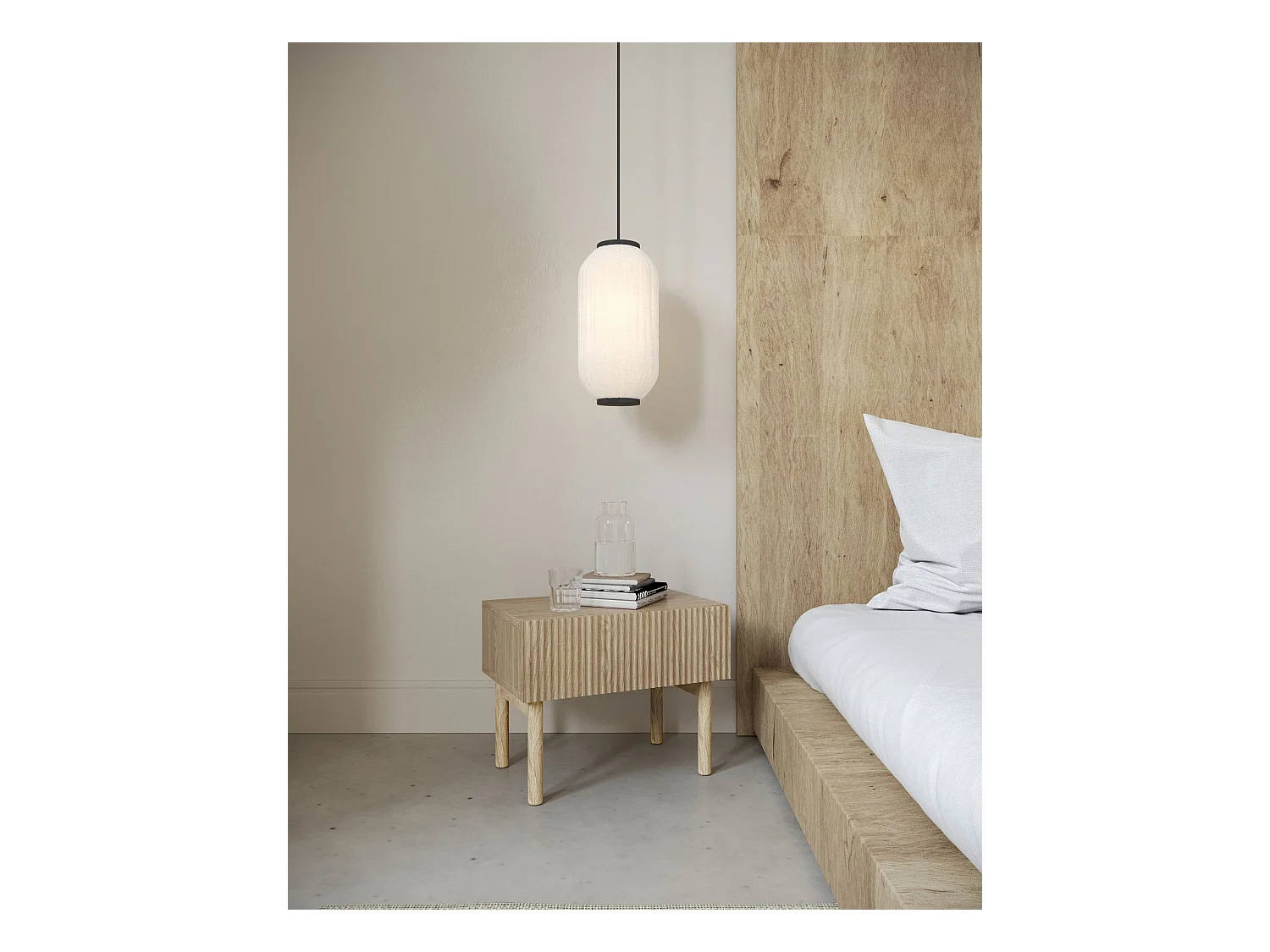 Table de chevet avec tiroir - debout - 50 cm - couleur de bois chêne huilé - NOLIE