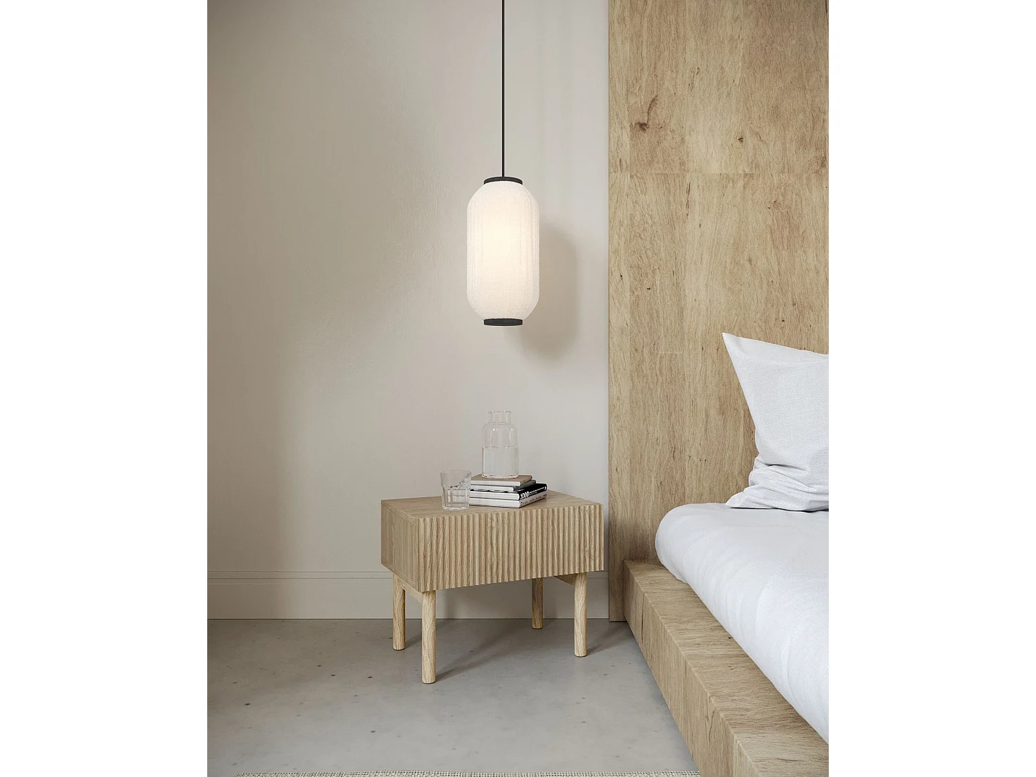 Table de chevet avec tiroir - debout - 50 cm - couleur de bois chêne huilé - NOLIE