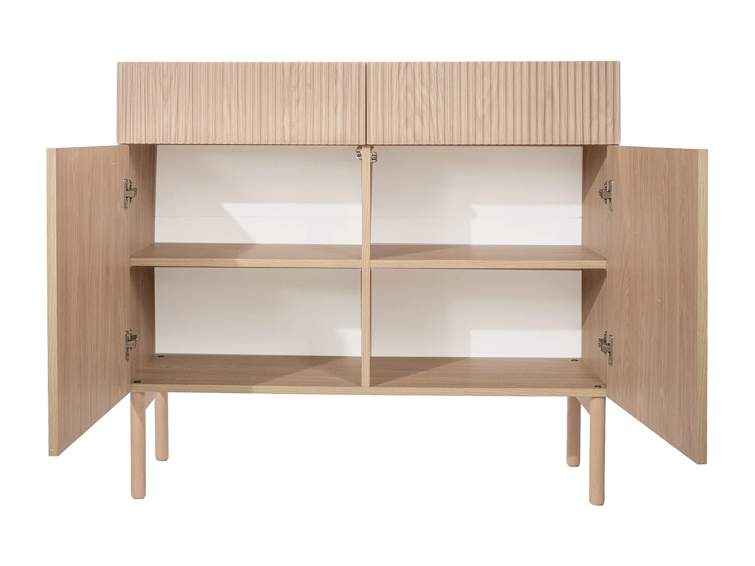 Commode à deux portes et deux tiroirs - 100 cm - couleur de bois chêne huilé - NOLIE