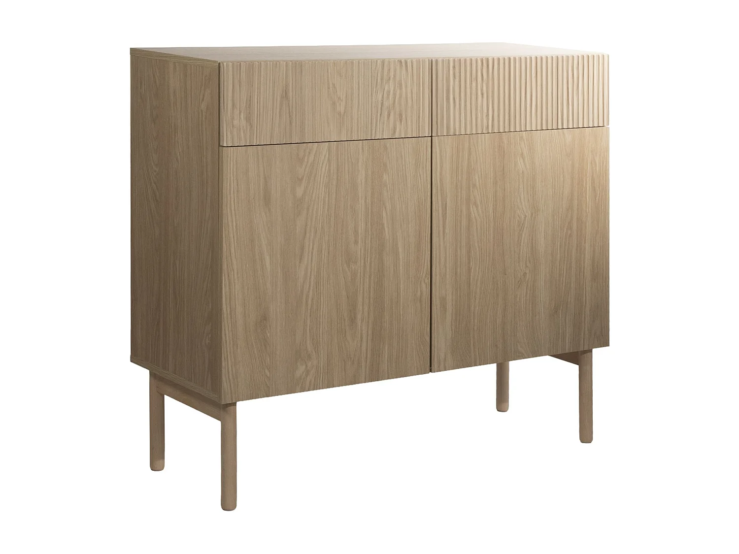 Commode à deux portes et deux tiroirs - 100 cm - couleur de bois chêne huilé - NOLIE