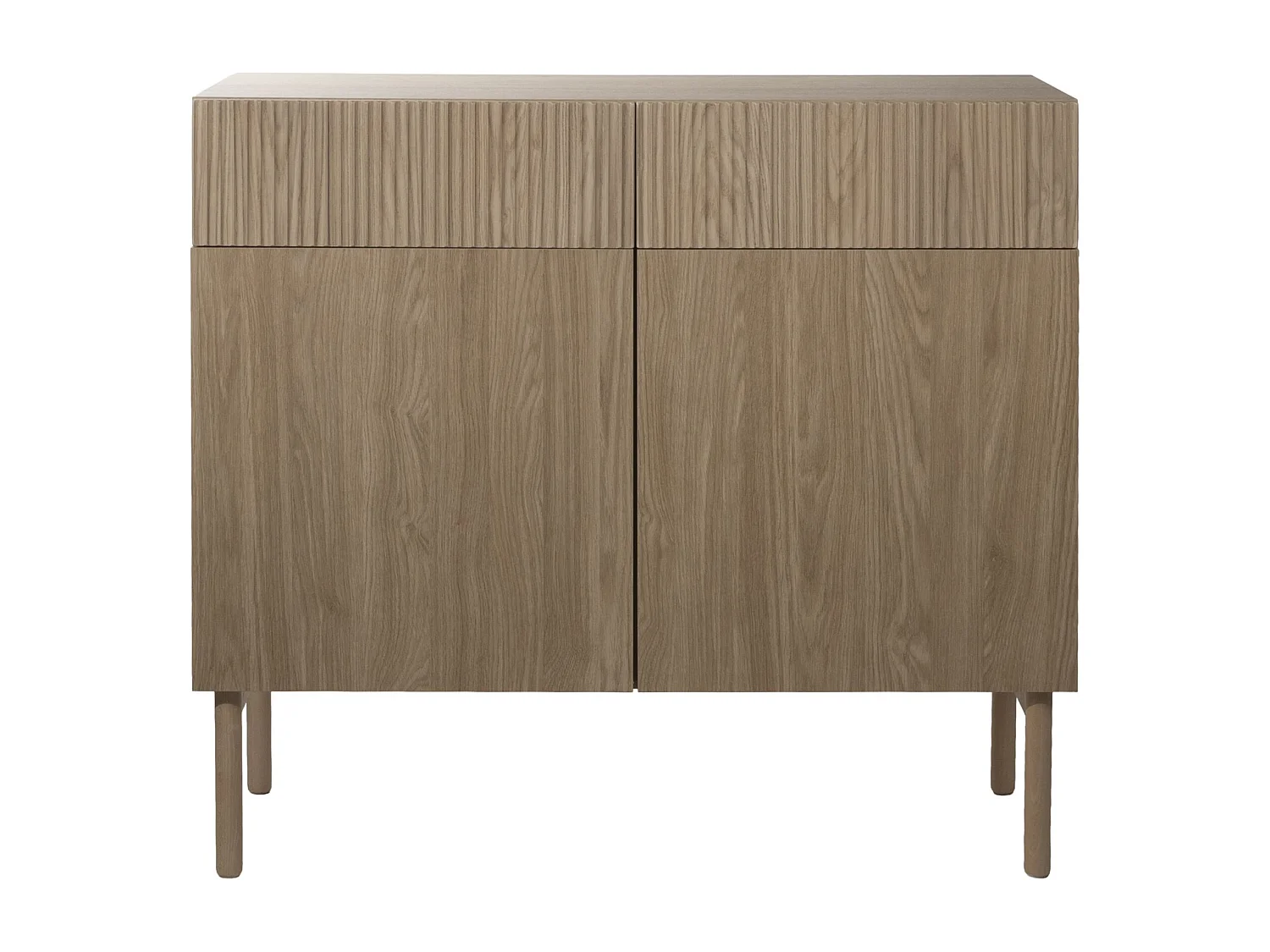 Commode à deux portes et deux tiroirs - 100 cm - couleur de bois chêne huilé - NOLIE