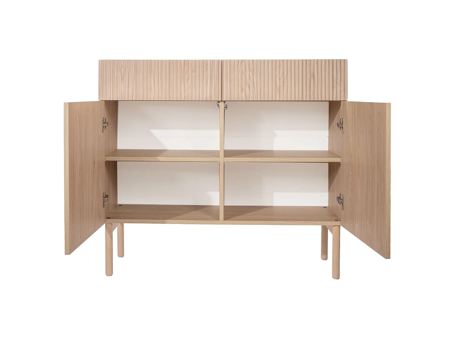 Commode à deux portes et deux tiroirs - 100 cm - couleur de bois chêne huilé - NOLIE
