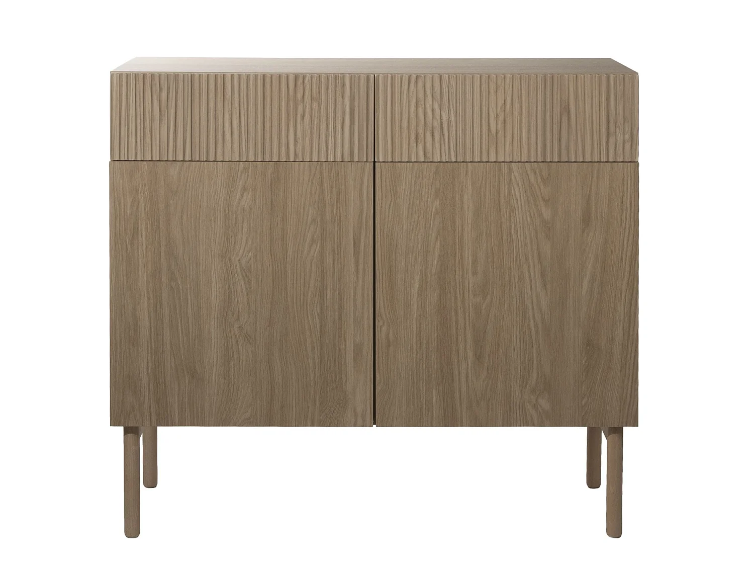 Commode à deux portes et deux tiroirs - 100 cm - couleur de bois chêne huilé - NOLIE