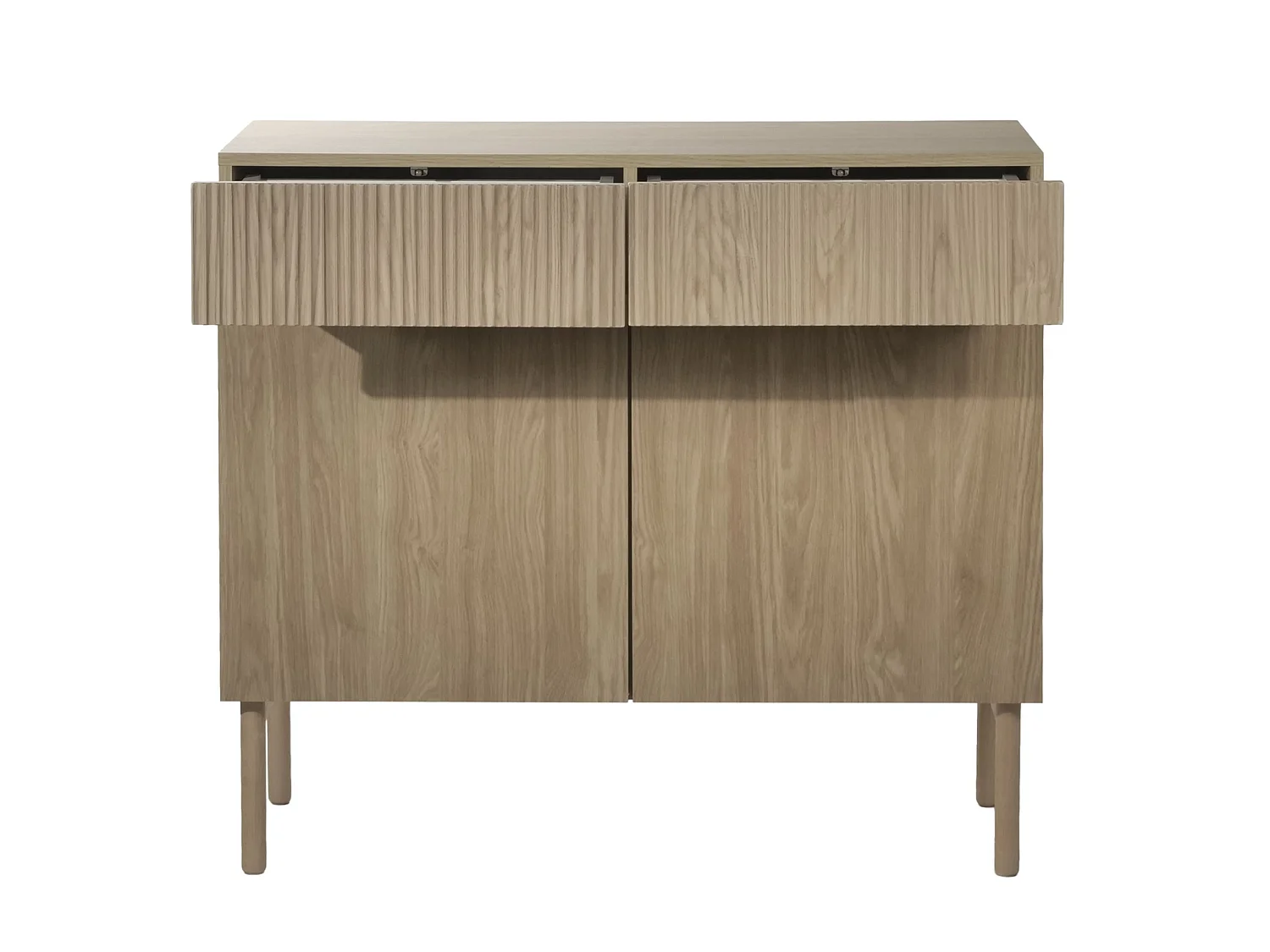 Commode à deux portes et deux tiroirs - 100 cm - couleur de bois chêne huilé - NOLIE