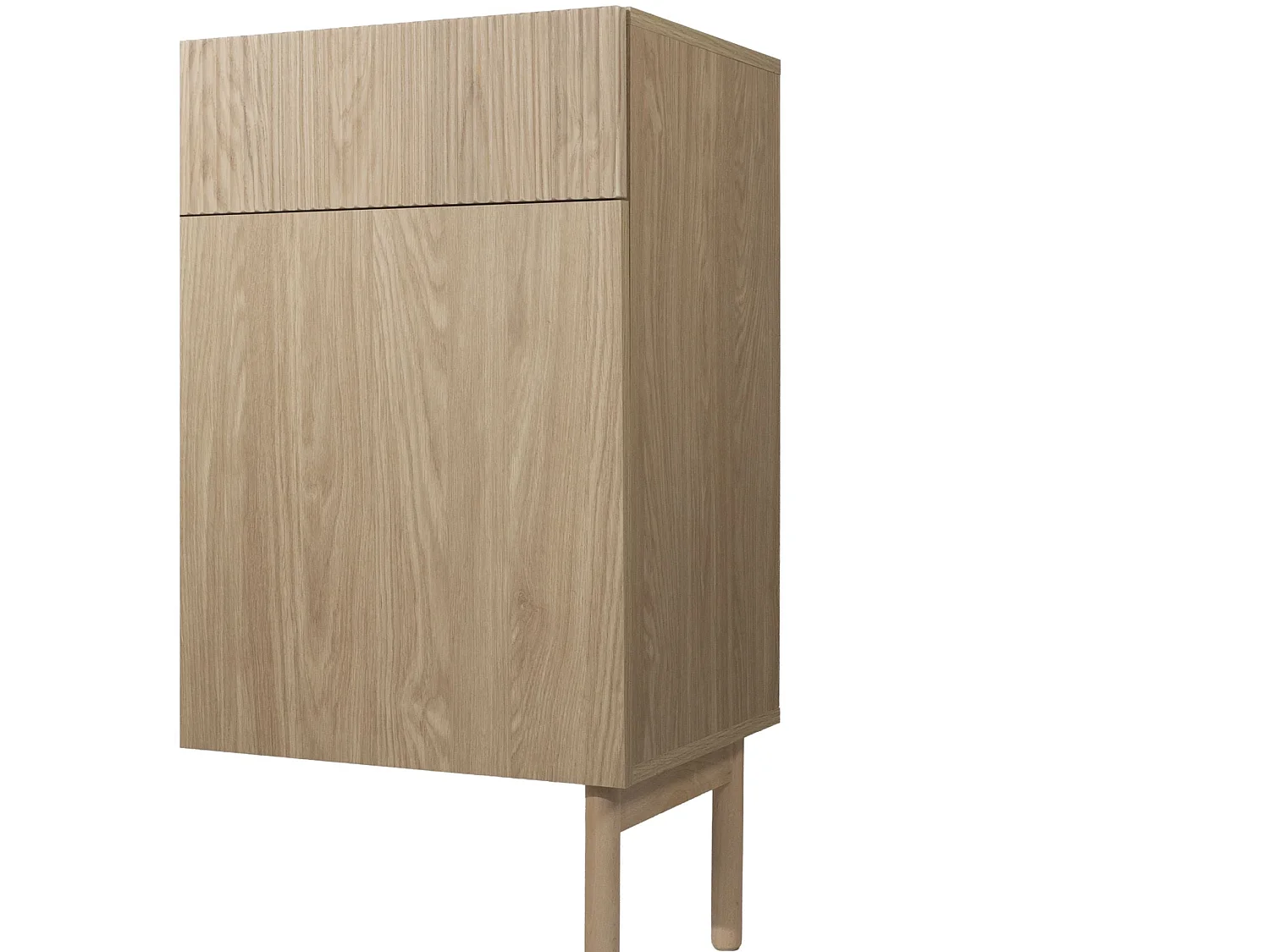 Commode à deux portes et deux tiroirs - 100 cm - couleur de bois chêne huilé - NOLIE