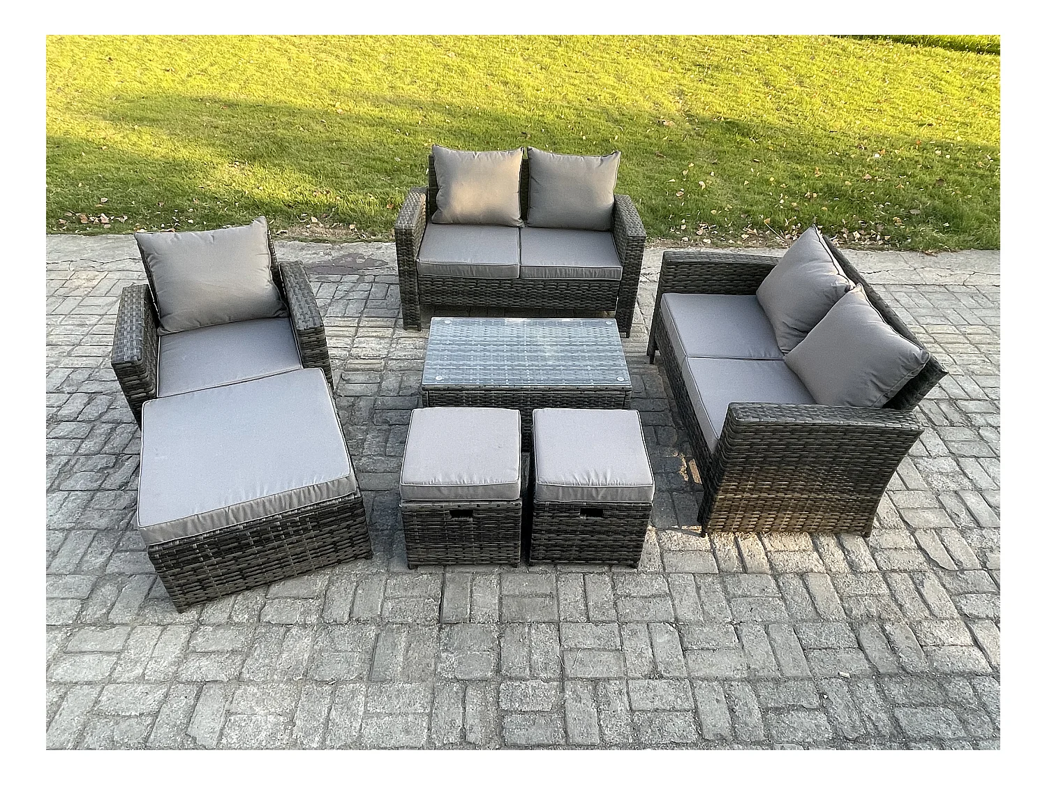 Ensemble de meubles de jardin en rotin 8 Places Ensemble canapé-chaise de jardin ave Table basse